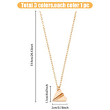 3Pcs 3 Colors Alloy Origami Paper Plane Pendant Necklaces Set for Women, Mixed Color, 20.43 inch(51.9cm), 1Pc/color