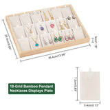 18-Grid Bamboo Pendant Necklaces Displays Plate, with Velvet, Wheat, 35.4x24.5x3cm, Inner Diameter:7.2x5.4cm