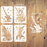 4Pcs 4 Styles PET Hollow Out Drawing Painting Stencils, for DIY Scrapbook, Photo Album, Guitar, 297x210mm, 1pc/style