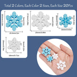 80Pcs 4 Styles Christmas Theme Opaque Resin Cabochons, Snowflake, Mixed Color, 18~28.5x16~25.5x3~5mm, 20pcs/style