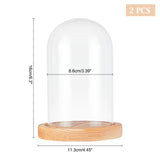 Transparent Glass Box, with Wood Pedestal Half Round, Clear, 11.3x16cm