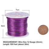 Round Aluminum Wire, Purple, 12 Gauge, 2mm, about 98.42 Feet(30m)/roll