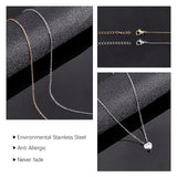 304 Stainless Steel Pendant Necklaces, with Brass Cubic Zirconia Pendant, Heart, Golden & Stainless Steel Color, 17.6 inch(45cm), Pendant: 7x7x4mm, 2 colors, 1pc/color, 2pcs/box