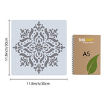 PET Plastic Hollow Out Drawing Painting Stencils Templates, Square, Flower Pattern, 300x300mm