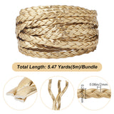 Flat PU Leather Braided Cord, for Craft Making, Gold, 7x2mm, about 5.47 Yards(5m)/Bundle