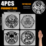 4Pcs 4 Styles Sea Animals Theme PET Hollow Out Drawing Painting Stencils, for DIY Scrapbook, Photo Album, Mixed Shapes, 300x300mm, 1pc/style