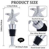 Custom Silicone Wine Bottle Stoppers, with Alloy Finding, for Winebottle, Starfish, Platinum, 98x38x20mm