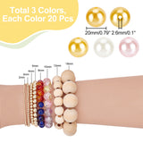 1 Set Custom Resin Imitation Pearl Beads, Round, Mixed Color, 20mm, Hole: 2.6mm, 20pcs/color, 3 colors, 60pcs/set