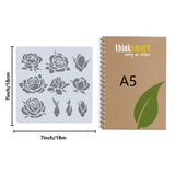 PET Plastic Hollow Out Drawing Painting Stencils Templates, Square, Rose Pattern, 18x18cm