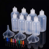 Plastic Glue Bottles Sets, with Fluid Precision Blunt Needle Dispense Tips, Bottle Stoppers, Funnel Hopper, Mixed Color, 100ml/50ml, 8pcs/set