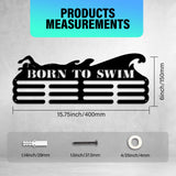 Fashion Iron Medal Hanger Holder Display Wall Rack, with Screws, Word Born To Swim, Sports Themed Pattern, 150x400mm