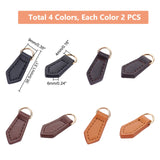 8Pcs 4 Colors Genuine Leather Bag Accessories, with Iron D Ring, Bag Replacement Accessories, Light Gold, Mixed Color, 3.85x1.6x0.6cm, Hole: 4x9mm, 2pcs/color