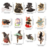 12Pcs 12 Styles Plague Doctor/Crow Enamel Pins, Light Gold Alloy Gothic Brooches for Backpack Clothes, Mixed Color, 20~35x19~31x1.5~2mm, Pin: 1mm, 1Pc/style