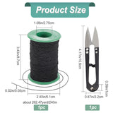 DIY Jewelry Kit, Including 1 Roll Black Cotton Stretch Threads, Scissors, Black, 0.5mm, about 240m/roll