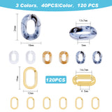120Pcs 3 colors Imitation Gemstone Style Acrylic Linking Rings, with 120Pcs CCB Plastic Linking Rings, Quick Link Connectors, For Jewelry Cable Chains Making, Oval, Mixed Color, 19~24x12~18x4.5~5mm, Inner Diameter: 7x13~14mm
