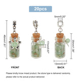 Clear Glass Bottle Natural & Synthetic Mixed Gemstone European Dangle Charms, with Glass Beads, 46mm, Pendant: 35x13x17mm, Hole: 5mm, 20pcs/box