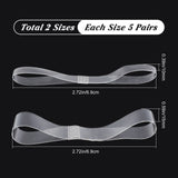 10 Pairs 2 Style Transparent Silicone Shoelace, with Plastic Finding, Anti-Loose Shoe Band, Elastic Shoe Laces, Clear, 15x1mm & 10x1mm, 5 pairs/style