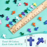 300Pcs 10 Colors Opaque Acrylic Beads, Cross, Mixed Color, 16x12x4.5mm, about 30pcs/color