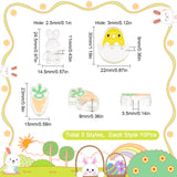 30Pcs 3 Style Transparent Acrylic Enamel Beads, Carrot & Rabbit & Egg, Mixed Color, 23~30x14.5~22x9~11mm, Hole: 2.5~3.5mm, 10pcs/style