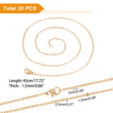 20Pcs Ion Plating(IP) 304 Stainless Steel Cable Chains Necklaces Set for Men Women, Golden, 17.72 inch(450mm)