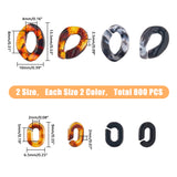 800Pcs 4 Style Transparent Acrylic Linking Rings, Quick Link Connectors, For Jewelry Chains Making, Twist & Oval, Mixed Color, 9~13.5x6.5~10x2~2.5mm, Inner Diameter: 5~8x4~5mm, 200pcs/style