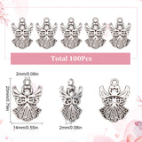 Tibetan Style Alloy Pendants, Angel, Antique Silver, 20x14x2mm, Hole: 2mm, 100pcs/box