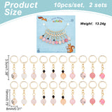 Pink Series Round Gemstone & Bicone Glass Pendant Stitch Markers, Crochet Leverback Hoop Charms, Locking Stitch Marker with Wine Glass Charm Ring, Mixed Color, 3.5cm, 10pcs/set