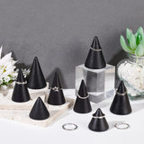 12Pcs 3 Style Wooden Finger Ring Display Stands, Cone Shaped, Black, 3x3cm, 4pcs/style