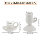 2Pcs 2 Style Ceramic Candle Holder, Taper Candle Holder, for Wedding Party Home Decoration, White, 60~120x50~80mm, Hole: 35mm, 1pc/style