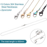 10Pcs 5 Colors 304 Stainless Steel Serpentine Chain Necklaces Set for Men Women, Mixed Color, 17.72 inch(45cm), 2Pcs/color