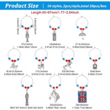 20Pcs 10 Styles Union Jack & Soldier & Umbrella & Horse & Crown Alloy Dangle Wine Glass Charms with Glass Pearl, Brass Hoop Earrings, Antique Bronze, 45~67mm, Pin: 0.8mm, 2pcs/style