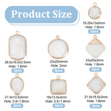 14Pcs 7 Styles Natural Freshwater Shell Pendants, with Brass Findings, Rhombus & Square & Flat Round, Mixed Shapes, Golden, 16~29x13~17x4~5mm, Hole: 2mm, 2pcs/style