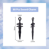 Alloy Pendants, Sword, Electrophoresis Black, 30x8.5x2.5mm, Hole: 1.6mm, 80pcs/box