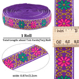 7M Flat Ethnic Style Polyester Ribbon, Jacquard Ribbon, Tyrolean Ribbon, Garment Accessories, Indigo, 7/8 inch(22mm), about 7.66 Yards(7m)/Roll