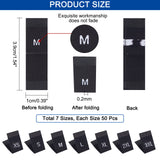 350Pcs 7 Sizes XS~3XL Clothing Size Labels, Woven Crafting Craft Labels, for Clothing Sewing, Black, 39x10x0.2mm