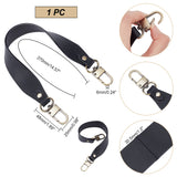 Cowhide Wide Bag Handles, with Zinc Alloy Swivel Clasp, for Handbag Replacement Accessories, Black, 370x30.5mm