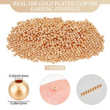 1000Pcs Brass Beads, Long-Lasting Plated, Round, Real 18K Gold Plated, 2mm, Hole: 0.5mm