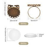 DIY Blank Dome Finger Ring Making Kit, Including Cuff Iron Filigree Ring Settings, Glass Cabochons, Antique Bronze, 100Pcs/box