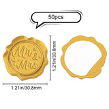 SUPERDANT&reg 50Pcs Adhesive Wax Seal Stickers, Envelope Seal Decoration, For Craft Scrapbook DIY Gift, Goldenrod, Valentine's Day, MR & MRS, Word, 30mm