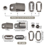 30 Sets Stainless Steel Peaked Cap Adjuster Kits, Baseball Cap Buckle with Eyelet, Gunmetal, 21x21.5x6.5mm, Hole: 5mm