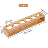 6 Round Holes Bamboo Shot Glasses Holders, Beer Wine Glasses Organizer Rack for Family Party Bar Pub, Rectangle, Sandy Brown, 64x328x51mm