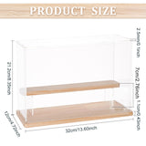 2-Tier Transparent Acrylic Presentation Boxes, Minifigures Display Case, with Wood Base, for Doll, Action Figures Storage, Clear, Finish Product: 32x12x21.2cm, about 9pcs/set