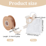 Valentine's Day 50Pcs Rectangle Transparent PVC Storage Bags with Handle, Gift Storage Bags, with 1 Roll Polyester Organza Ribbons, Clear, Bags: 202x198x0.5mm, Unfolded: 200x80x200mm, 50pcs; Ribbon: 35x0.5mm, about 10 yards/roll