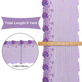 Flower Pattern Polyester Mesh Tulle Fabric, Garment Accessories, Purple, 19~20x0.07cm