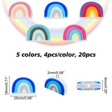 20Pcs 5 Colors Silicone Beads, For Teethers, Rainbow Shaped, Mixed Color, 18x25x9mm, Hole: 2mm, 4pcs/color