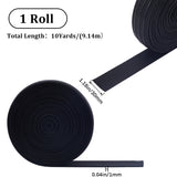 10 Yards Polyester Non-slip Elastic Cord, Flat, Black, 30mm