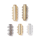 Multi-strand Brass Slide Lock Clasps, Peyote Clasps, Jewelry Accessory, Mixed Color, 6.8x5.2x1.1cm, 10sets/box