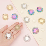 DIY Blank Sun Pendant Making Kit, Including 304 Stainless Steel Pendant Cabochon Settings, Glass Cabochon, Mixed Color, 24Pcs/box