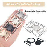 8 Sets 4 Colors Alloy Buckles, Garment Accessories, Flat Round, Mixed Color, 30.5x51.5x3mm, Hole: 25x2.8mm, 2 sets/color