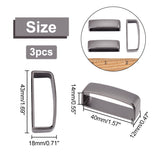 1 Set Zinc Alloy Belt Loop Keepers, for Men's Belt Buckle Accessories, Gunmetal, 4.3x1.8x1.2cm, Inner Diameter: 4x1.4cm, 3pcs/set